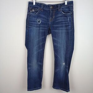 MEK Denim Alberta Easy Capri Women’s Size 26 Medium Wash Rhinestones Bling